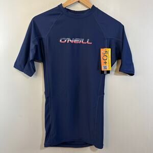 O'Neil Men's Basic Skins 50+ Short Sleeve Rash Guard Navy Size Large NWT